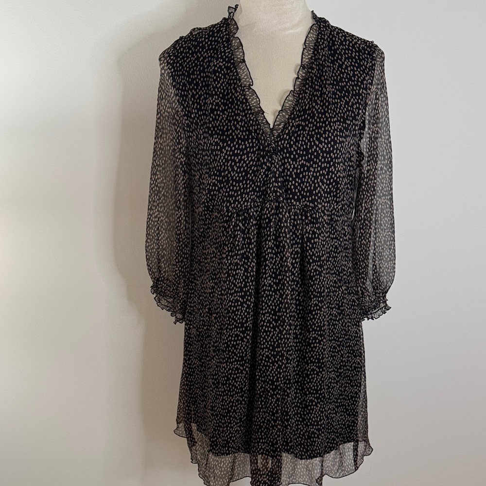 Zara Long Sleeve Dress in Black and Cream